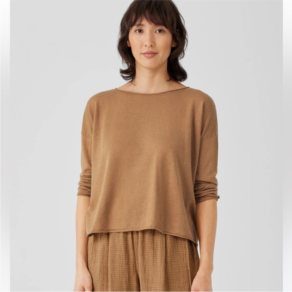 NWT Eileen Fisher Organic Linen
Cotton Jersey Box-Top